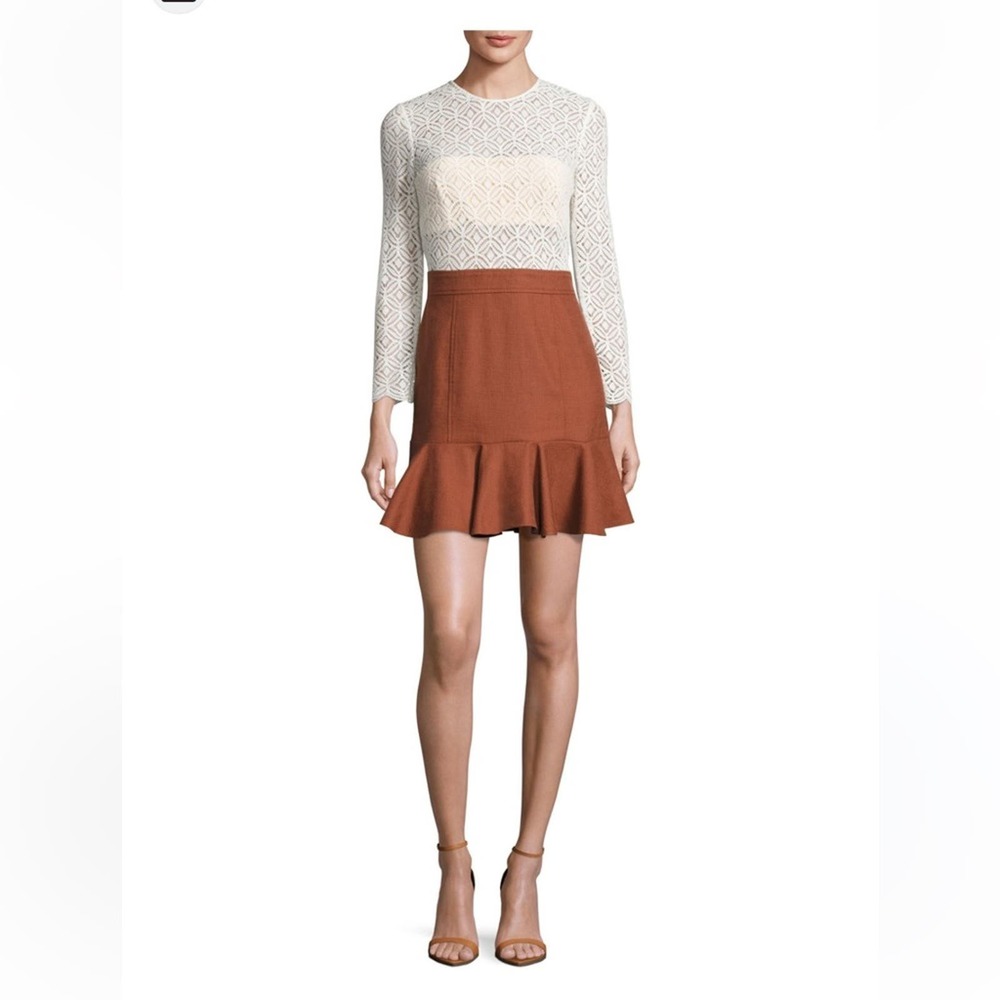 Veronica Beard Bex Lace & Gabardine Flounce Dress